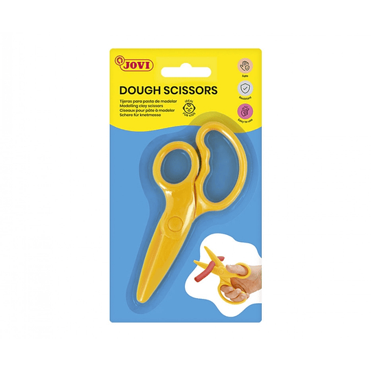 Jovi Dough Scissors Tijeras para Pasta de Modelar - Uso Infantil - Tambien Corta Papel - Color Amarillo