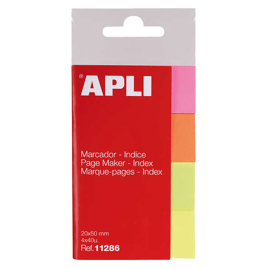 Apli Pack de 160 Indices Adhesivos de Papel 50x20mm - 40 Indices por Color - Faciles de Despegar - Organiza Tus Documentos - Colores Amarillo, Rosa, N