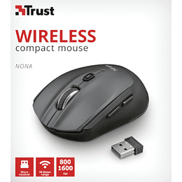 TRUST NONA WIRELESS COMPACT MOUSE BLACK (SENSOR OPTICO DE 800 - 1.600 PPP REALES)/