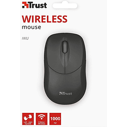 TRUST SMALL WIRELESS MOUSE INU - BLACK (SENSOR OPTICO DE 1.000 PPP REALES)/