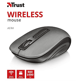 TRUST WIRELESS MOUSE  AERA - GREY (SENSOR OPTICO DE 800 - 1.600 PPP REALES)/