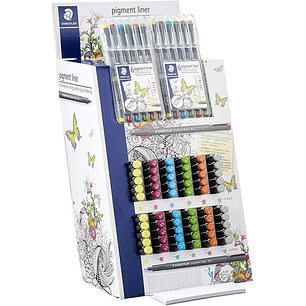 Staedtler Pigment Liner 308 Expositor con 60 Rotuladores + 10 Estuches - Colores Surtidos