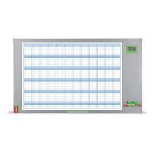 Nobo Performance Plus Planificador Anual de Pizarra Magnetica 725x50x1178mm - Pantalla con Fecha y Hora - Incluye Rotulador y Kit Magnetico