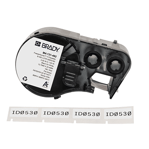 Brady M4-131-492 Cinta de Etiquetas Original Poliester Ultrafinas para Laboratorio - Texto Negro sobre Fondo Blanco - Ancho 25,40mm x Alto 12,70mm