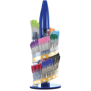 Bic Cristal Family Expositor de 770 Boligrafos de Bola + 150 Bic Cristal Azul de Regalo - Punta Redonda de 1.6mm - Trazo 0.42mm - Tinta con Base de Ac