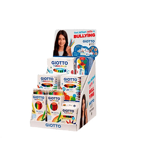 Giotto Contra el Bullyng Expositor con 40 Piezas de Rotuladores, Lapices de Colores, Acuarelas y Plastilina en Diferentes Formatos - Colores Surtidos