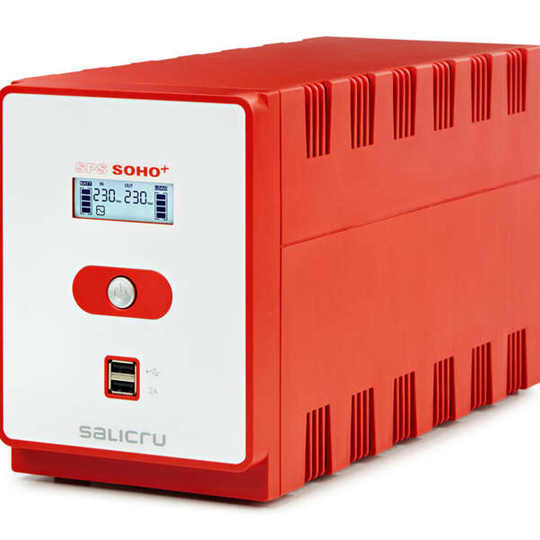 Salicru SPS 1600 SOHO+ Sistema de Alimentacion Ininterrumpida - SAI/UPS - 1600 VA - Line-interactive - Doble Cargador USB - Color Rojo 1