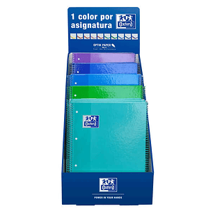 Oxford Europeanbook 1 Classic Expositor con 25 Cuadernos Espiral A4+ 80 Hojas Cuadicula 5x5 Microperforado - Tapa Extradura - Colores Frios Surtidos