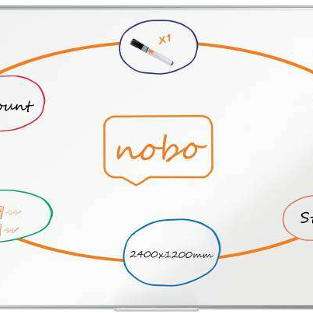 Nobo Premium Plus Pizarra Magnetica de Acero Vitrificado 2400x1200mm - Montaje en Esquina - Superficie de Borrado Superior - Color Blanco 1