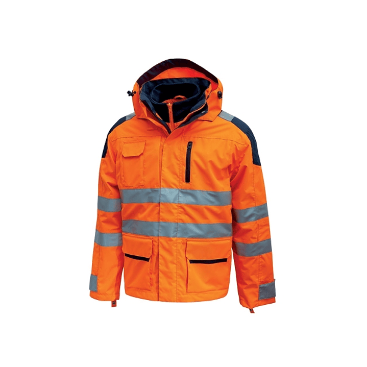 Upower Backer Parka Impermeable y Transpirable - Talla S - Detalles Reflectantes, Multiples Bolsillos, Capucha y Mangas Desmontables, Proteccion DPI3, 1