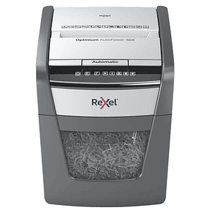 Rexel Optimum AutoFeed 50X Destructora Automatica de Corte en Particulas P-4 - Alimentacion Automatica 50 hojas y Ranura Manual 6 Hojas - Anti Atasco 