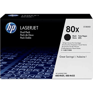 HP CF280X Negro Pack de 2 Cartuchos de Toner Originales - 80X