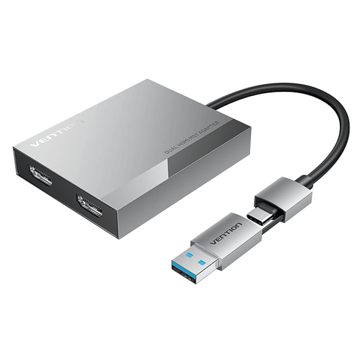 Vention Adaptador USB Tipo-C/USB-A Macho a  2xHDMI 2.0 Hembra - 4K MST - 0.15m - Color Gris 1