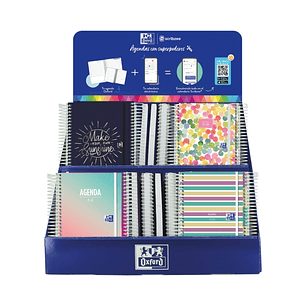 Oxford Impulso Expositor de 38 Agendas Escolares 25/26 Espiral - Incluye Agendas de Dia Pagina y Semana Vista - Diseños Surtidos