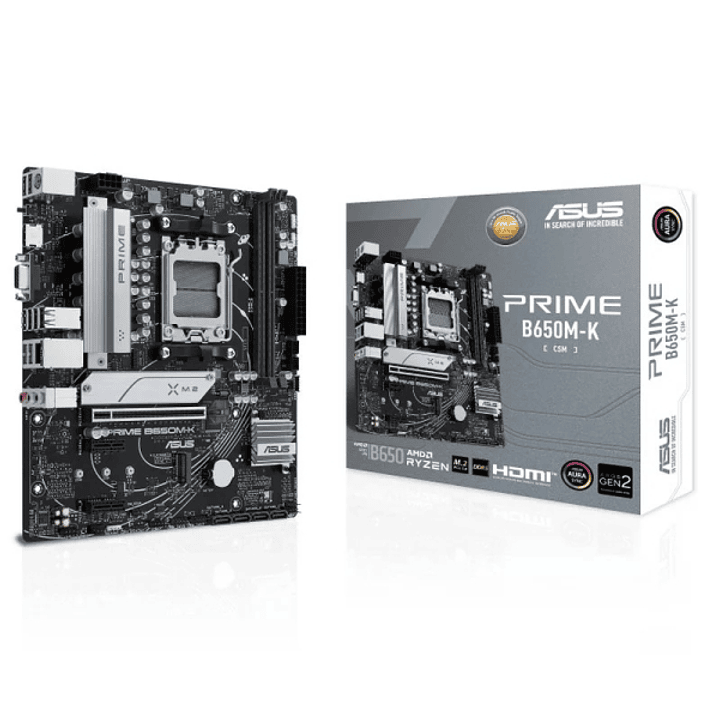 Asus Prime B650M-K Placa Base AMD AM5 2x DDR5 - HDMI, M.2, PCIe 4.0, 4x Sata III, USB 2.0, 3.2, RJ-45, VGA, Factor MicroATX 1