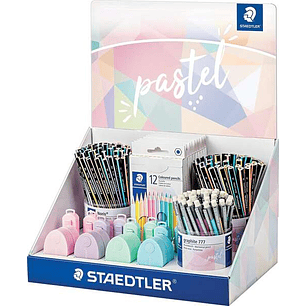 Staedtler Expositor con 182 Piezas Surtidas - Modelos Lapices Noris 118, Lapices Noris 119, Portaminas Graphite 777, Estuches 146 C, Gomas 525 PS1, Af