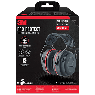 3M Worktunes Connect Orejeras Auditivas con Bluetooth - Microfono Integrado - SNR 3dB - Sonido de Alta Calidad - Ajustable - Color Negro/Rojo