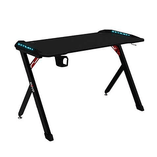 Muvip PRO1200 Mesa Gaming Fibra de Carbono con Luz RGB - Solida - Gran Superficie - Portavasos - Gancho para Auriculares - Medidas 120x60x75cm - Color