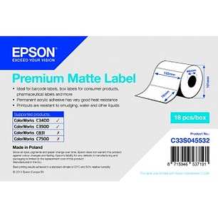 Epson Premium Matte Lab Rollo de Etiquetas Rectangulares Originales 102x76mm - Adhesivo Permanente - 440 Unidades x Rollo - C33S045532