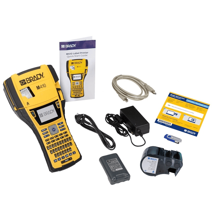 Brady M410 Impresora de Etiquetas Portatil - Pantalla LCD - Resolucion 300ppp - Anchura Maxima de la Etiqueta 25.40mm - Color Amarillo/Negro 1
