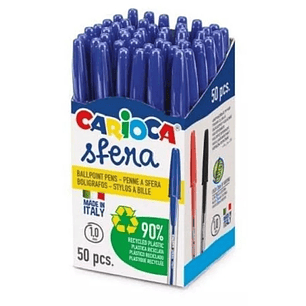 Carioca Sfera Boligrafos - Punta Ø 1mm - Escritura Super Deslizante - Fabricado con 90% de Plastico Reciclado - Color Azul
