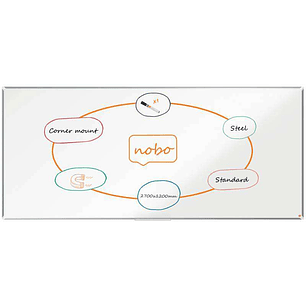 Nobo Premium Plus Pizarra Magnetica de Acero Lacado 2700x1200mm - Montaje en Esquinas - Blanco