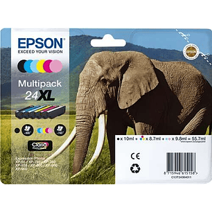 Epson T2438 (24XL) Pack de 6 Cartuchos de Tinta Originales - C13T24384011