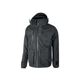 Upower Forex Parka Impermeable y Transpirable - Talla L - Capucha Ajustable y Desmontable, Detalles Reflectantes, Interior Termico con Mangas Desmonta