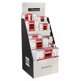 Finocam Expositor de Pie con 125 Calendarios Neutros Surtidos - Anual 2026 - Estructura de Carton - Color Surtidos