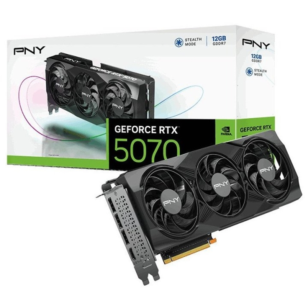 PNY GeForce RTX 5070 OC Tarjeta Grafica 12GB GDDR7 Overclocked, Triple Fan, 1X HDMI, 3X DisplayPorts 1