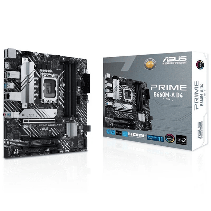 Asus Prime B660M-A D4-CSM Placa Base Intel 1700 4x DDR4 - HDMI, M.2, PCIe4.0, 4x Sata III, USB 3.2, ATX 1