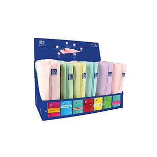 Oxford Kangoo Live & Go Expositor de 22 Estuches Rectangulares (10 pequeños, 8 medianos, 4 grandes) - Goma Elastica para unirlo al Cuaderno - Colores 