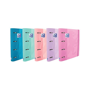 Oxford Europeanbinder Touch Carpeta de 4 Anillas Formato A4+ con Recambio Cuadriculado 5x5mm y 4 Taladros - Tapa Tacto Suave - Cierre con Goma Elastic