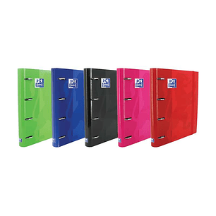 Oxford Europeanbinder Classic Carpeta de 4 Anillas Formato A4+ con Recambio Cuadriculado 5x5mm y 4 Taladros - Cierre con Goma Elastica - Colores Surti