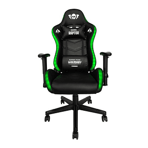 Cromad Serie Raptor Legendary Silla Gaming - Altura Regulable con Piston de Gas Clase 2 - Reclinable hasta 180º - Cojines Lumbar y Cervical - Ruedas d