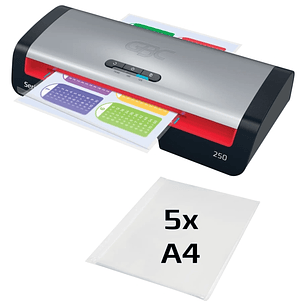 GBC 250 Home Office A4 Plastificadora - Calentamiento en 1 Minuto - Desde Documentos de Identidad hasta Documentos A4 - Compatible con Bolsas de 75 a 