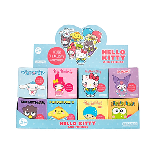 Comansi Display Hello Kitty and Friends Sorpresa 16 Unidades - 10 modelos - 5 Accesorios Exclusivos - Tamaño 8,5 x 8,5 x 8,5 cm - Figuras Coleccionabl