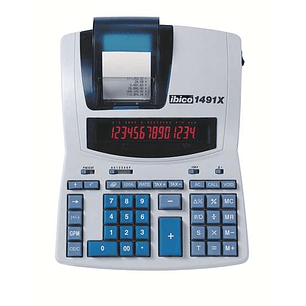 Ibico 1491X Calculadora Profesional Termica 14 Digitos - Pantalla LCD 2 Colores - Impresion en Negro - Velocidad 10 Lineas por Segundo