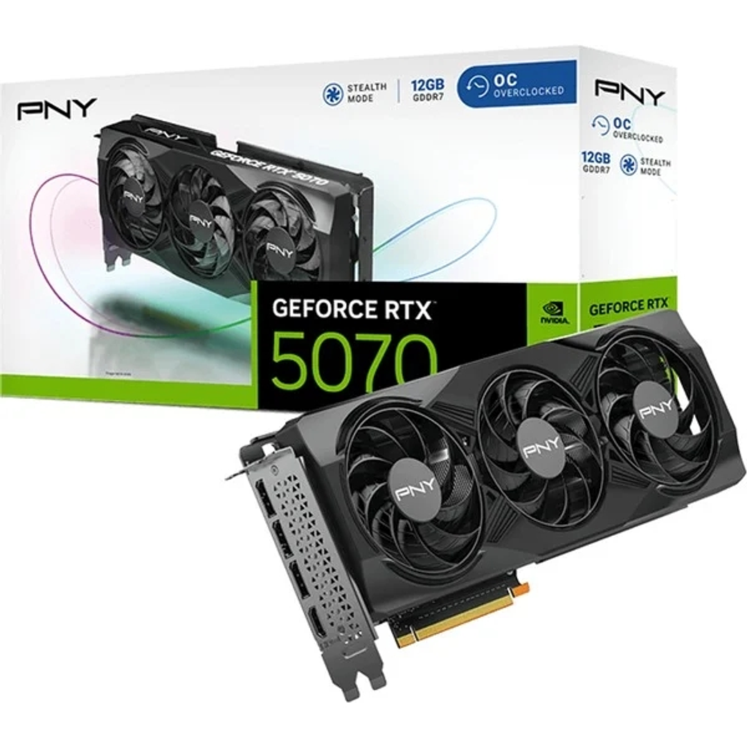 PNY GeForce RTX 5070 Tarjeta Grafica 12GB GDDR7 Triple Fan Reflex 2 AI NVIDIA DLSS4 1