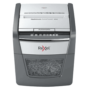 Rexel Optimum AutoFeed 45X Destructora Automatica de Corte en Particulas- 20L - Alimentacion Automatica 45 hojas - Ranura Manual 6 Hojas - Anti Atasco