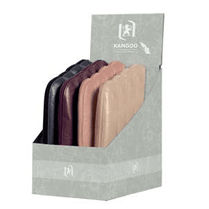Oxford Kangoo Expositor con 16 Estuches Kangoo Piel - Fabricados en Piel 100% - Goma Kangoo para Acoplar al Cuaderno - 4 Colores Surtidos