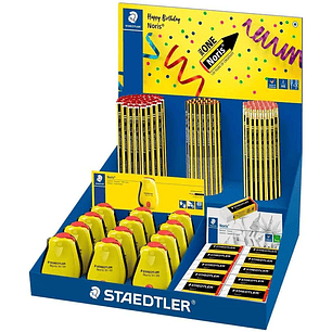 Staedtler Noris 120 Expositor con Lapices + Sacapuntas + Gomas de Borrar