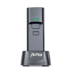 AVPos BT03 Lector de Codigos Portatil - Códigos 1D, 2D y QR - USB, Wireless 2.4 y Bluetooth - 1100mAh - Base Incluida - Color Negro
