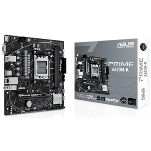 Asus Prime A620M-K Placa Base AMD AM5 2x DDR5 - HDMI, M.2, PCIe, 4x Sata III, USB 2.0, 3.2, RJ-45, VGA, Factor MicroATX