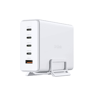 D-Link Cargador de Pared GaN de 240W - 4 USB-C y 1 USB-A - QC 4.0 - Color Blanco