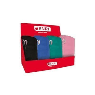 Enri Expositor de 20 Estuches Portatodo de 1 Compartimento - Fabricados en Neopreno - Colores Negro, Rosa, Azul y Verde
