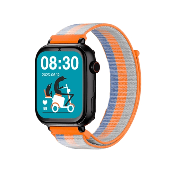 Savefamily Reloj Inteligente Infantil SaveWatch Plus con GPS y Llamada - IP67 - Boton SOS - Carcasa Negra - Correa Tela Naranja 1