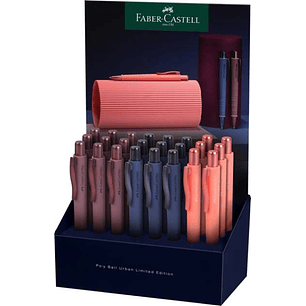 Faber-Castell Poly Ball Urban Limited Edition Expositor con 24 Boligrafos Retractiles XB - Forma Triangular Ergonomica - Suave al Tacto - Colores Surt