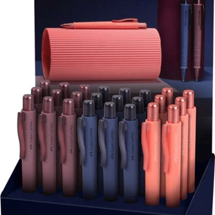 Faber-Castell Poly Ball Urban Limited Edition Expositor con 24 Boligrafos Retractiles XB - Forma Triangular Ergonomica - Suave al Tacto - Colores Surt 1