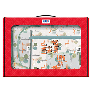 Dohe Pack Mochila, Carpeta y Portatodo WWF - Maletin Regalo 365x515x105mm - Carpeta A4 Recambio, Mochila 3 Compartimentos Grande - Portatodo Triple